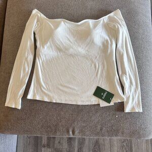 Halara White Ribbed Shirt